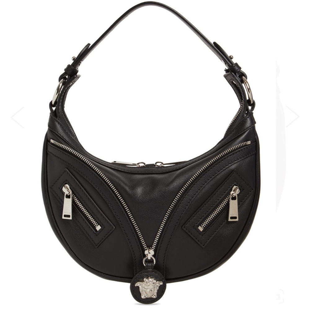 Versace Black Leather Hobo Bag